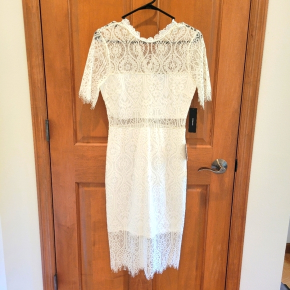 Lulus Remarkable White Sheer Lace Dress Size Small New - Picture 2 of 12